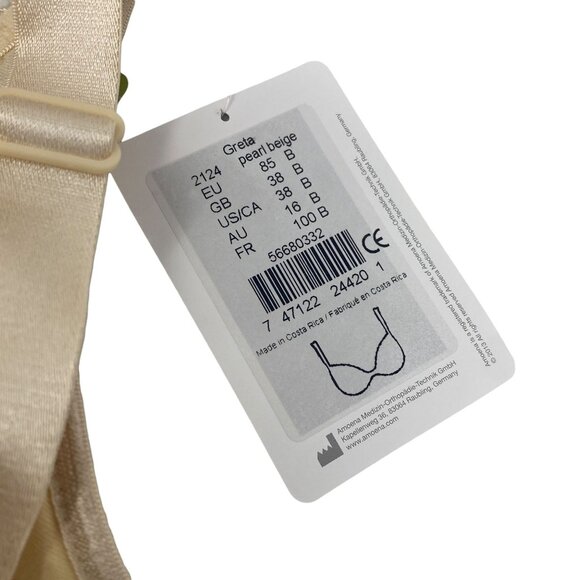 NWT Amoena 38B Nude Greta Mastectomy Bra Wire Free Front Back Closure Comfort - Picture 6 of 12